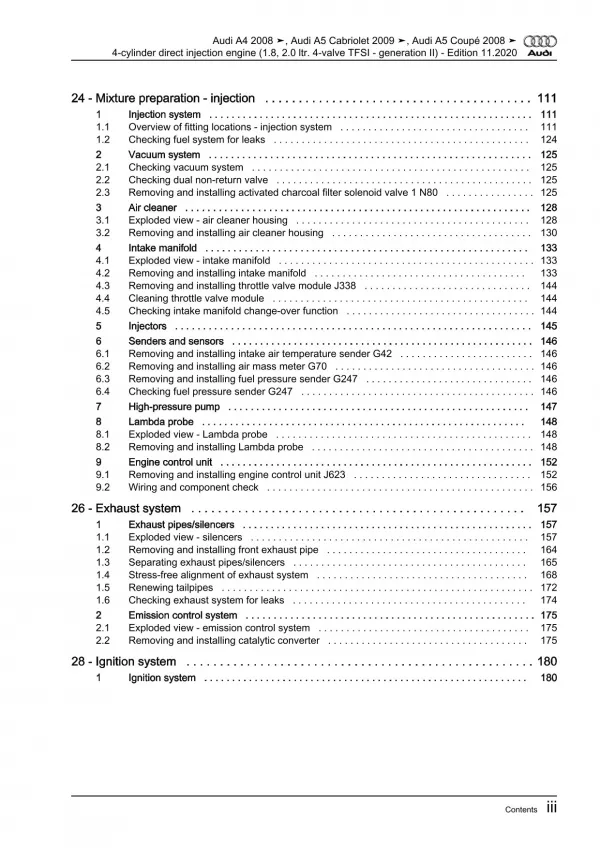 Audi A5 Cabriolet 2009-2016 4-cyl. petrol engines 120-220 hp repair manual eBook