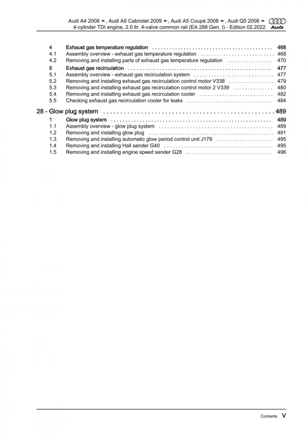 Audi A5 Cabrio 2009-2016 diesel engines 136-190 hp repair workshop manual eBook