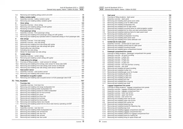 Audi A5 8T 2009-2016 general body repairs interior repair workshop manual eBook