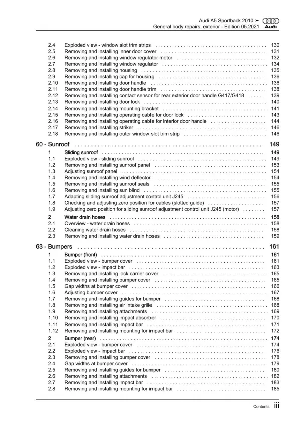 Audi A5 8T 2009-2016 general body repairs exterior repair workshop manual eBook