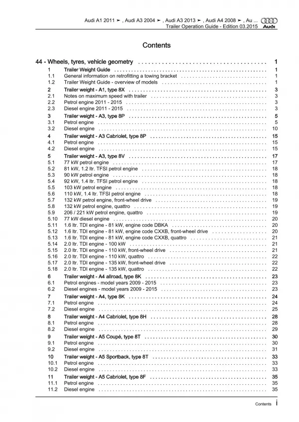 Audi A5 type 8T 2007-2016 guide for using trailers repair workshop manual eBook