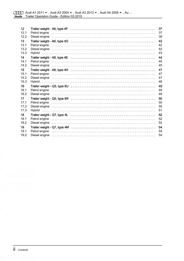 Audi A5 type 8T 2007-2016 guide for using trailers repair workshop manual eBook