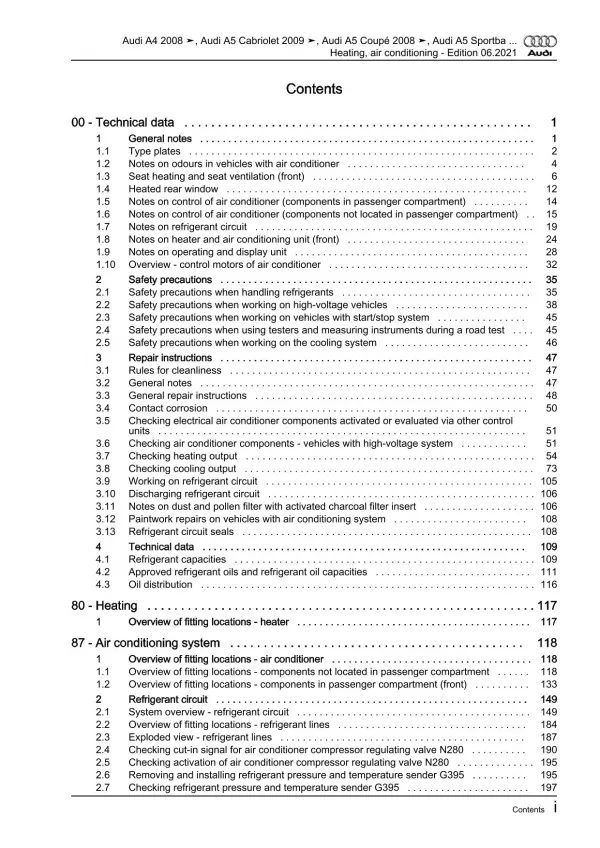 Audi A5 8T (07-16) heating air conditioning system repair workshop manual eBook