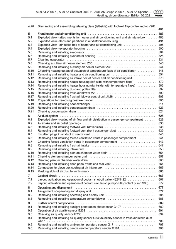 Audi A5 8T (07-16) heating air conditioning system repair workshop manual eBook