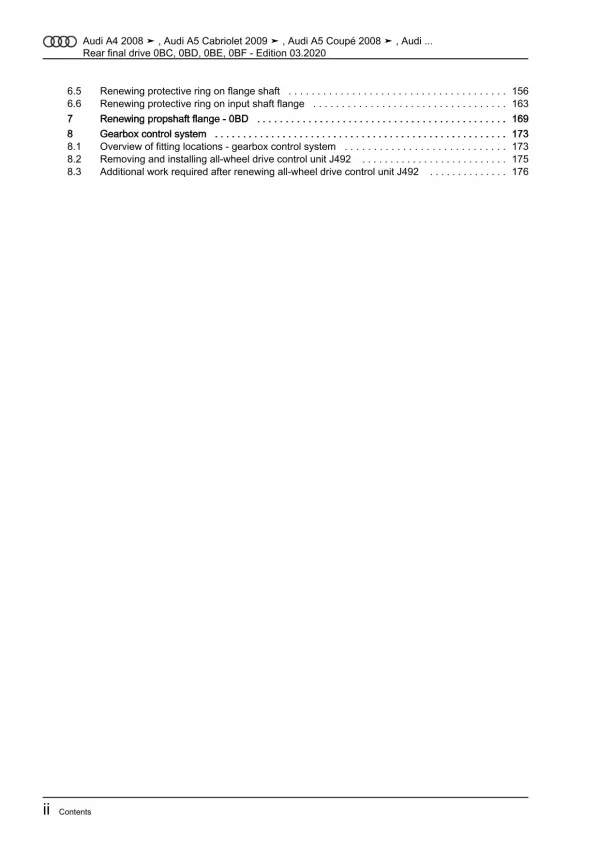 Audi A5 8T 2007-2016 propshaft rear final drive repair workshop manual eBook