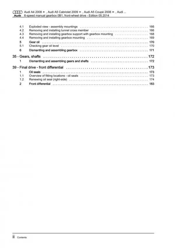 Audi A5 8T 2007-2016 6 speed manual gearbox 0B1 repair workshop manual eBook