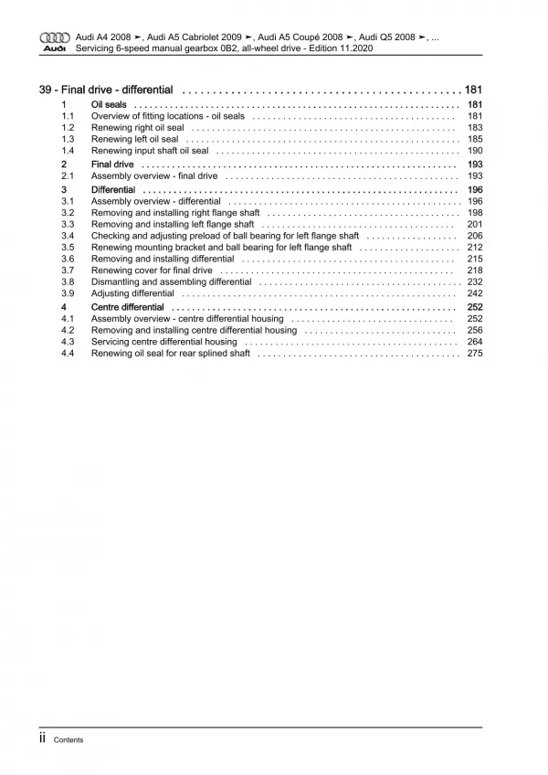 Audi A5 8T 2007-2016 servicing 6 speed manual gearbox 0B2 repair manual eBook