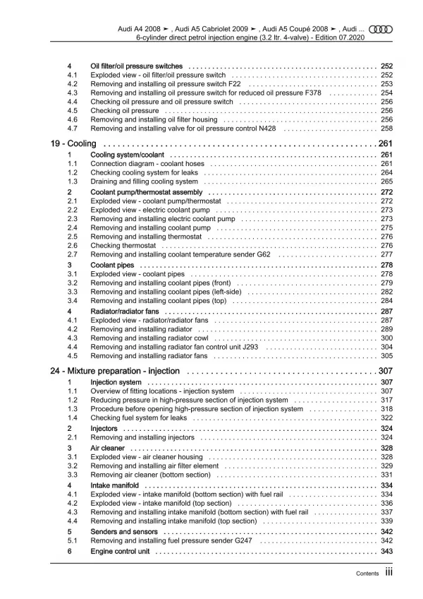 Audi A5 type 8T 2007-2016 6-cyl. petrol engines 3.2l 265 hp repair manual eBook