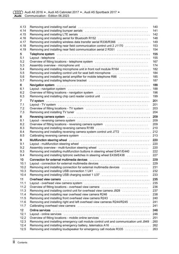 Audi A5 F5 2016-2019 communication radio navigation repair workshop manual eBook