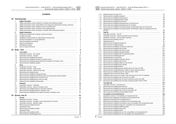 Audi A5 F5 2016-2019 general body repairs exterior repair workshop manual eBook