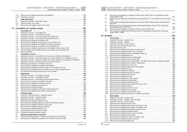 Audi A5 F5 2016-2019 general body repairs exterior repair workshop manual eBook