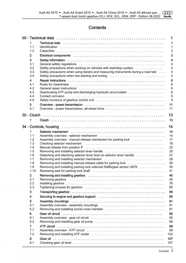 Audi A5 F5 2016-2019 7 speed dual clutch gearbox repair workshop manual eBook