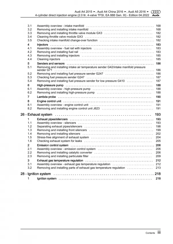 Audi A5 type F5 2016-2019 petrol engines 245-252 hp repair workshop manual eBook