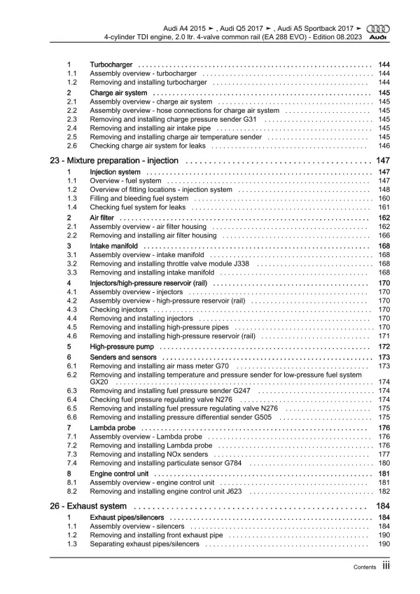 Audi A5 F5 2016-2019 diesel engines 2.0l 136-204 hp repair workshop manual eBook