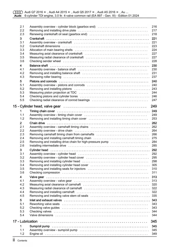 Audi A5 F5 2016-2019 diesel engines 3.0l 231-286 hp repair workshop manual eBook