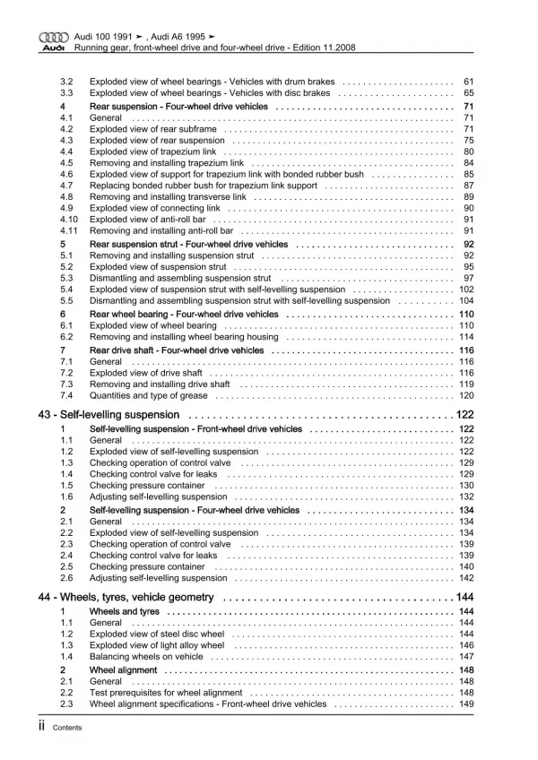 Audi A6 4A 1990-1997 running gear axles steering fwd awd repair manual eBook