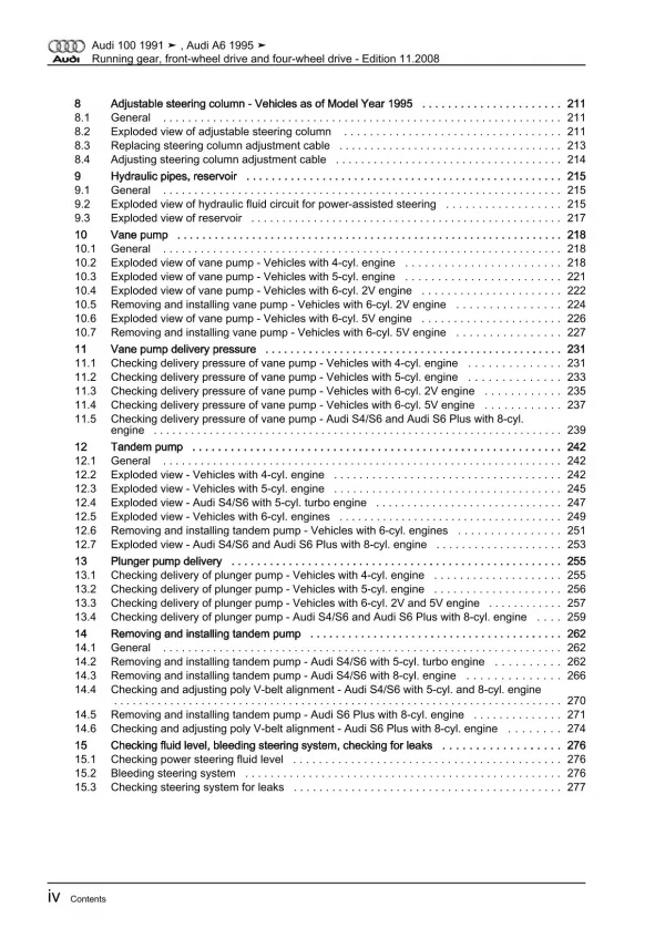 Audi A6 4A 1990-1997 running gear axles steering fwd awd repair manual eBook