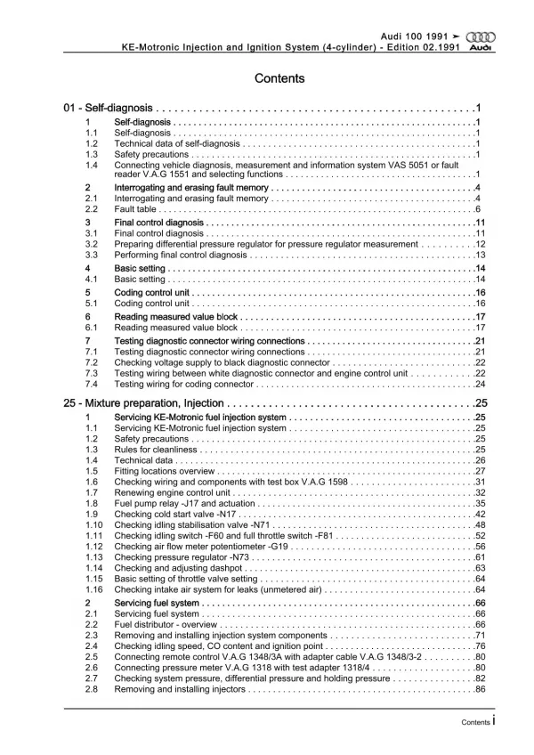 Audi A6 4A (90-97) 2.0l KE Motronic injection ignition system repair guide eBook