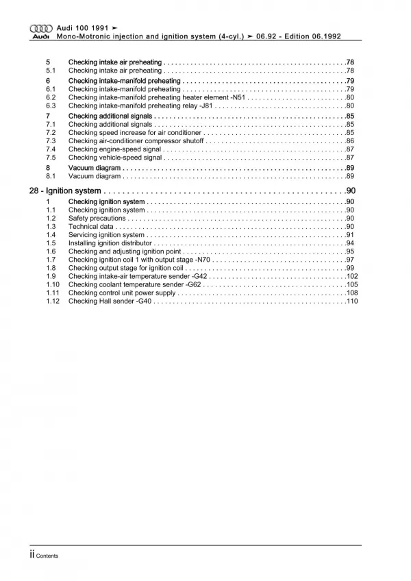 Audi A6 4A (90-92) Mono-Motronic injection ignition system 2.0l repair guide pdf