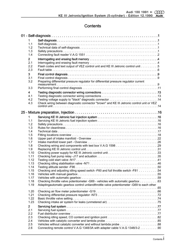 Audi A6 4A 1990-1997 KE III Jetronic ignition system 133 hp repair manual eBook