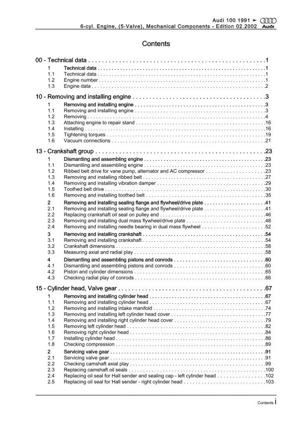 Audi A6 4A 1990-1997 petrol engine mechanics 2.8l 193 hp repair manual eBook