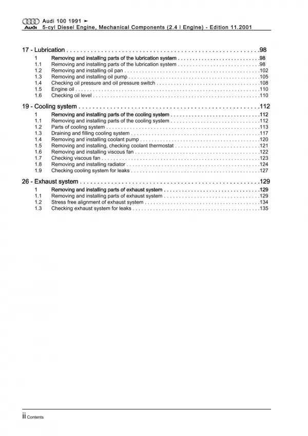 Audi A6 type 4A 1990-1997 diesel engine mechanics 2.4l 82 hp repair manual eBook