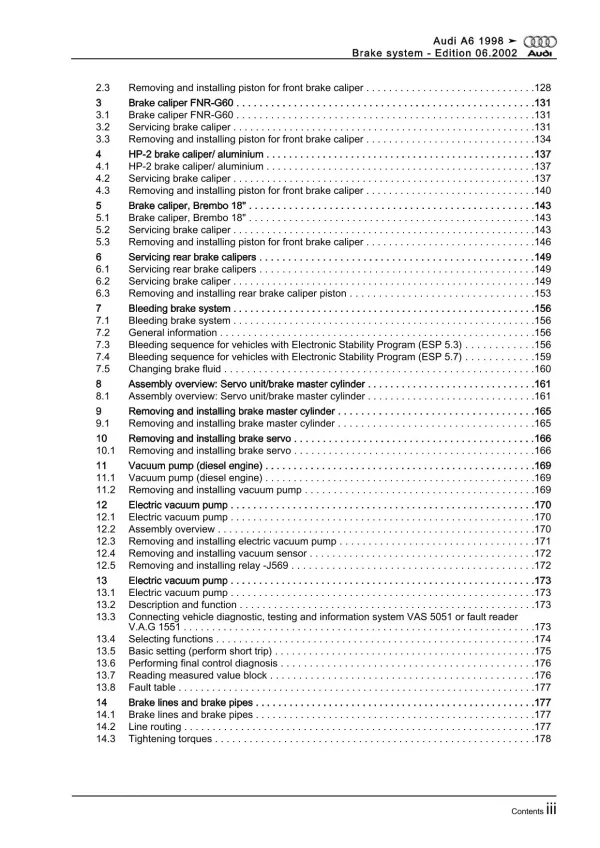 Audi A6 type 4B 1997-2005 brake systems repair workshop manual eBook guide pdf