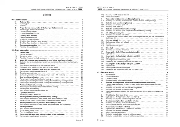 Audi A6 4B 1997-2005 running gear axles steering fwd awd repair manual eBook