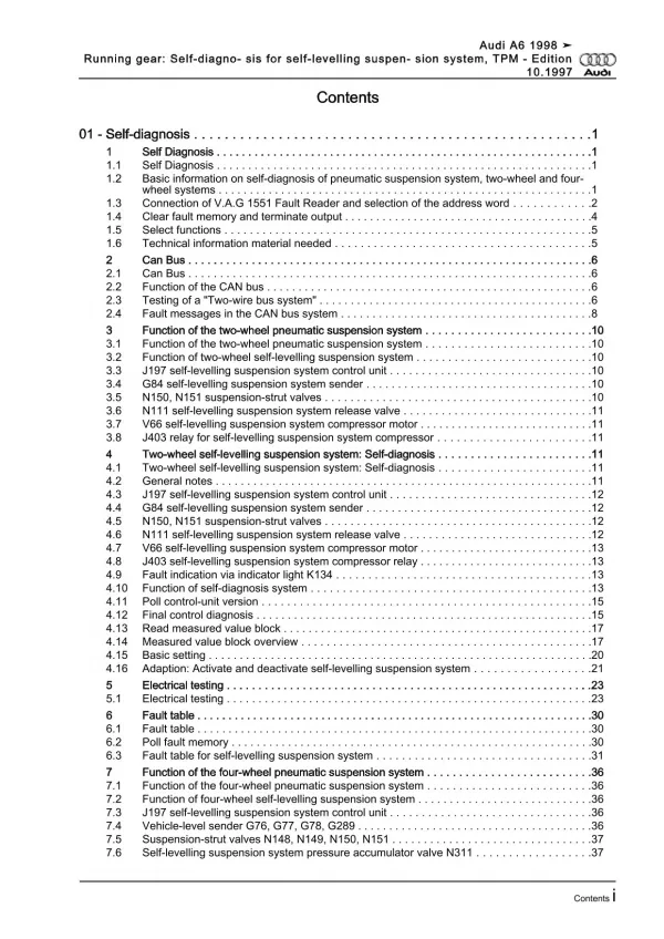 Audi A6 4B 1997-2005 running gear self-diagnosis repair workshop manual eBook