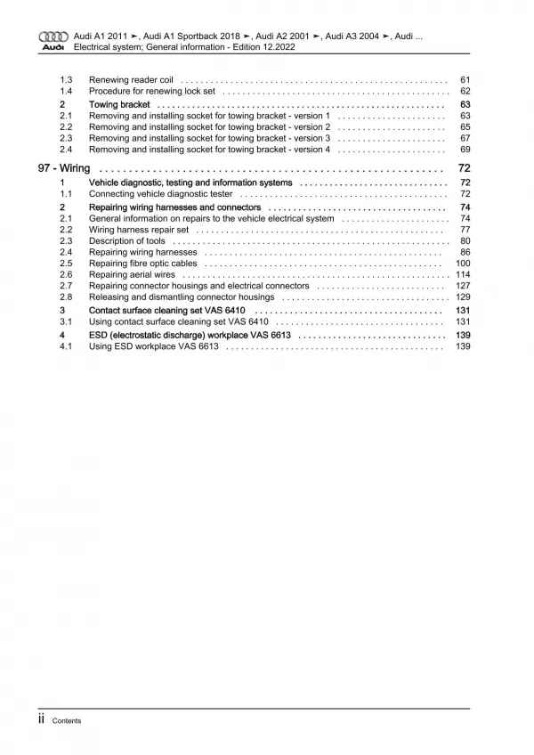 Audi A6 4B 1997-2005 electrical system general information repair manual eBook