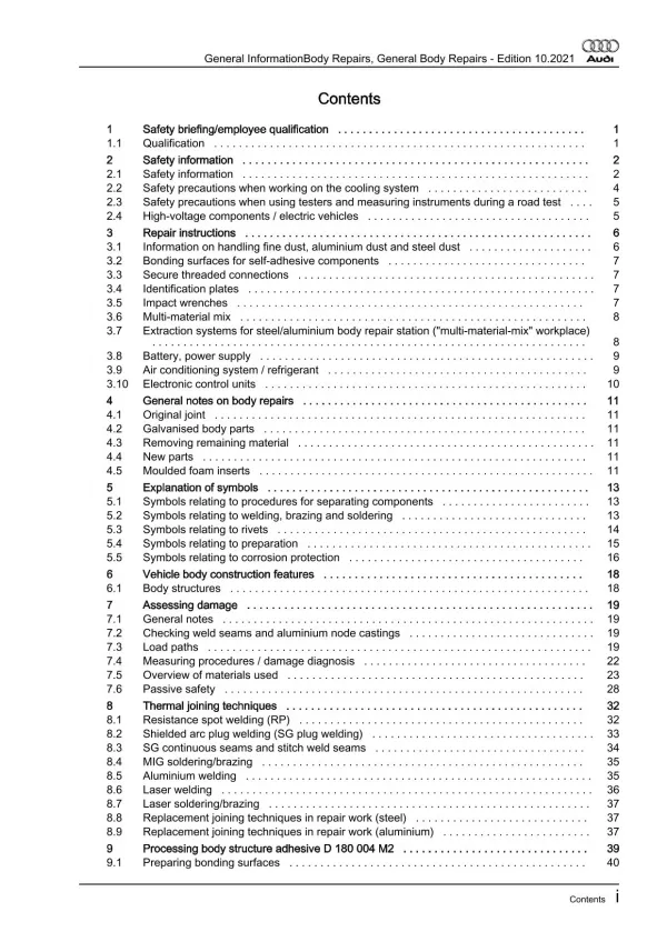 Audi A6 type 4B 1997-2005 general information body repairs workshop manual eBook