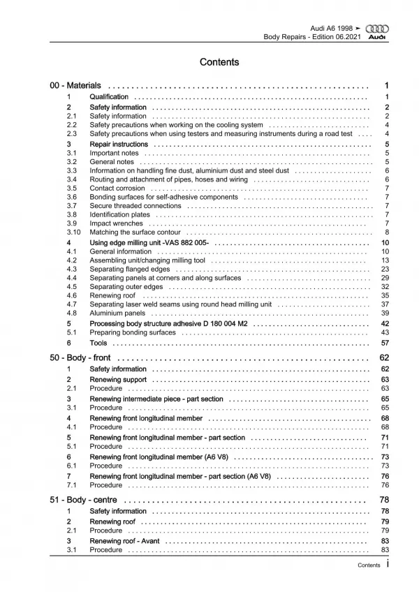 Audi A6 type 4B 1997-2005 body repairs workshop manual eBook guide pdf