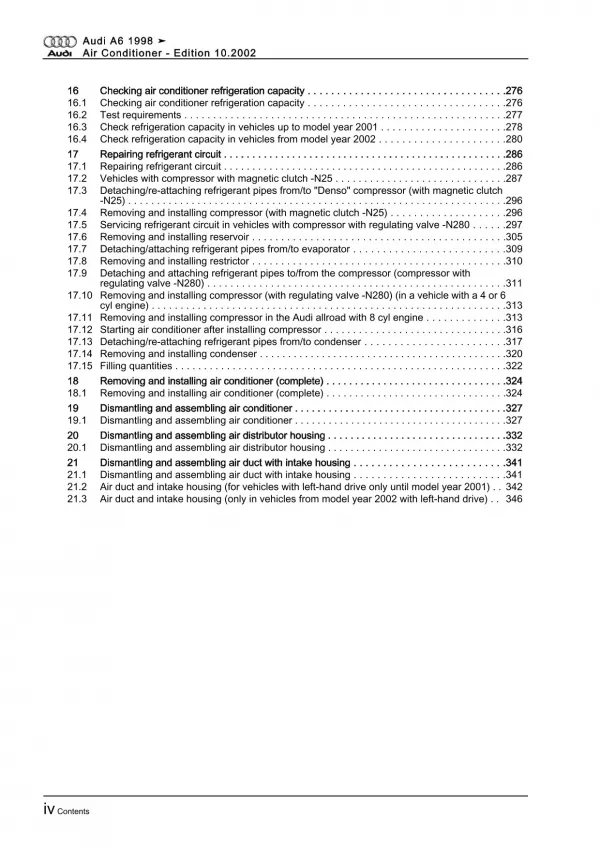 Audi A6 type 4B 1997-2005 air conditioning system repair workshop manual eBook