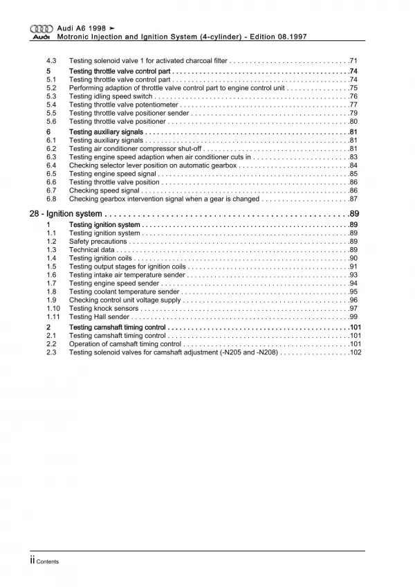 Audi A6 4B (97-05) motronic injection ignition system 125 hp repair manual eBook