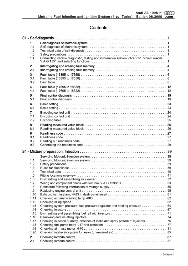 Audi A6 4B (97-05) motronic injection ignition system 150 hp repair manual eBook