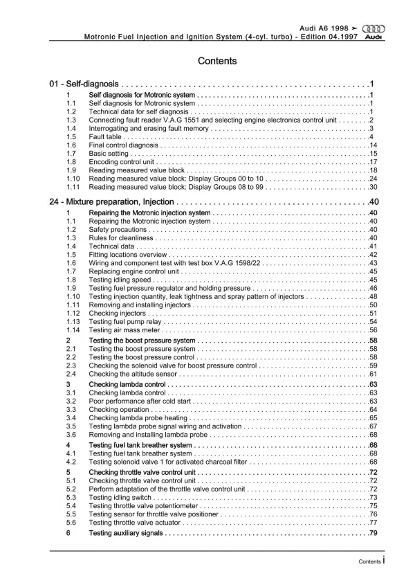 Audi A6 4B 1997-2005 motronic injection ignition system 2.8l repair manual eBook