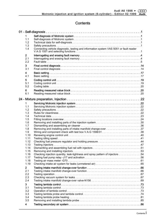 Audi A6 4B 1997-2005 motronic injection ignition system 2.4l repair manual eBook