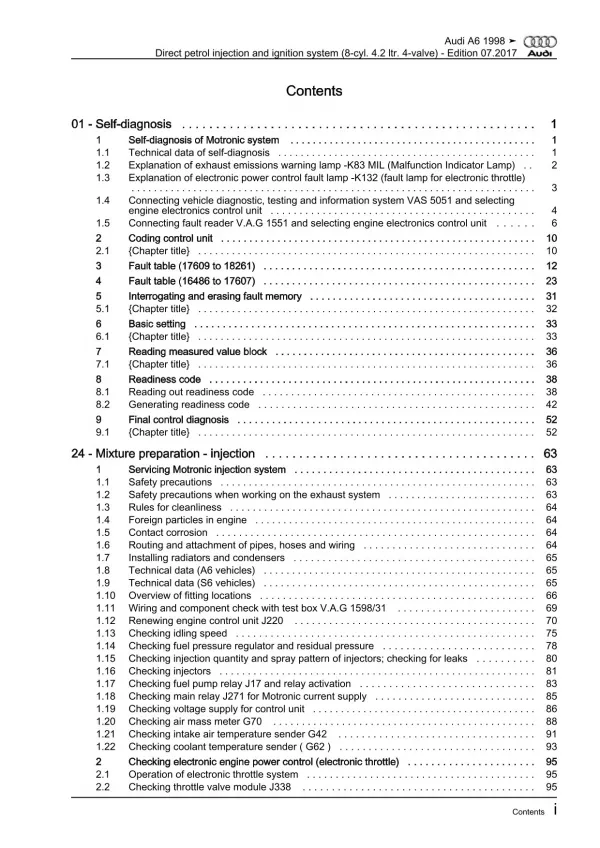 Audi A6 4B 1997-2005 direct injection ignition system 4.2l repair manual eBook