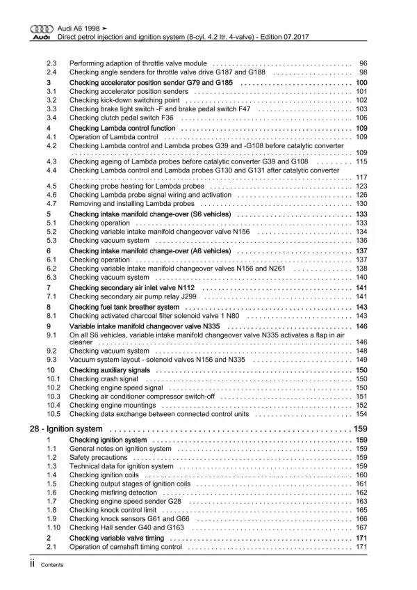 Audi A6 4B 1997-2005 direct injection ignition system 4.2l repair manual eBook