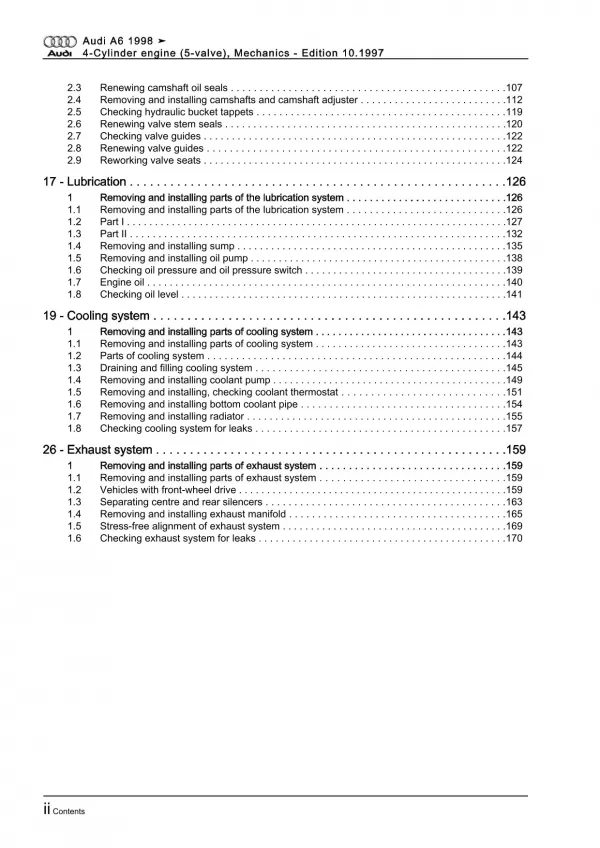 Audi A6 4B 1997-2005 4-cyl. petrol engine mechanics 125 hp repair manual eBook