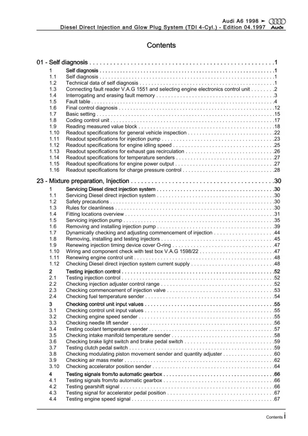 Audi A6 4B (97-05) direct injection glow plug system 100 hp repair manual eBook