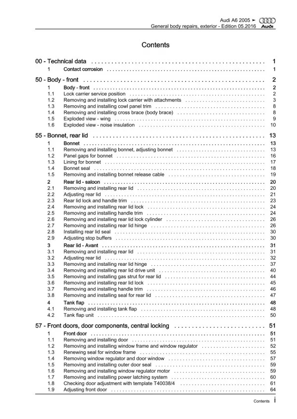 Audi A6 4F 2004-2011 general body repairs exterior guide workshop manual eBook