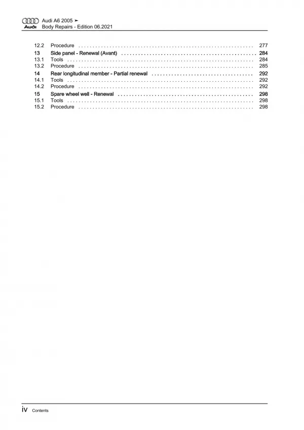 Audi A6 4F 2004-2011 body repairs workshop manual eBook pdf download