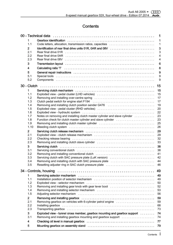 Audi A6 4F 2004-2011 6 speed manual gearbox 02X repair workshop manual eBook