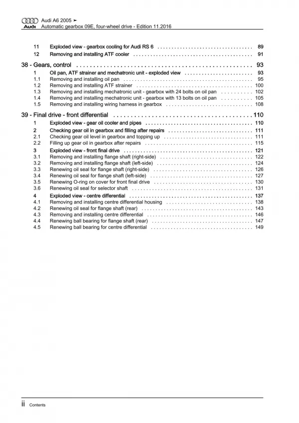 Audi A6 4F 2004-2011 6 speed automatic gearbox 09E repair workshop manual eBook