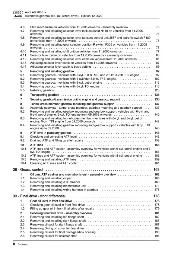 Audi A6 4F 2004-2011 6 speed automatic gearbox 09L repair workshop manual eBook