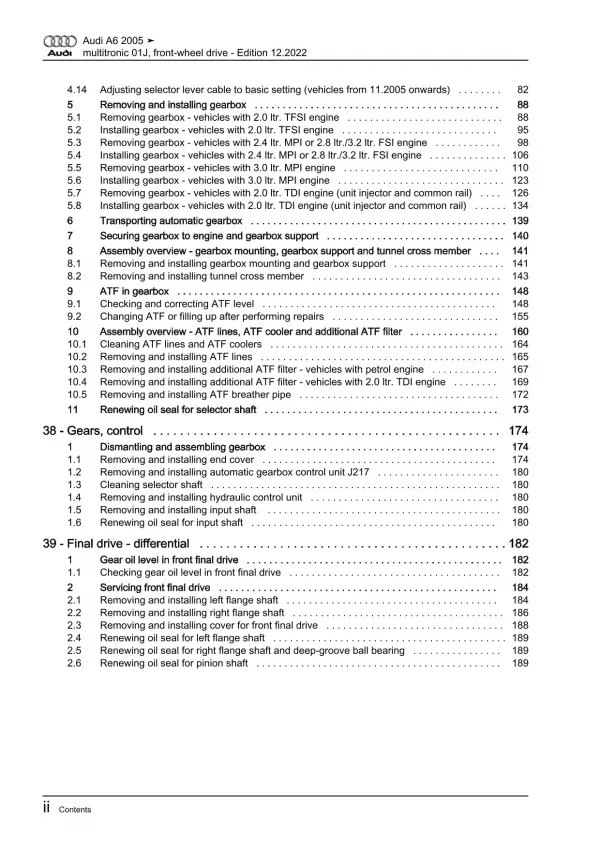 Audi A6 4F 2004-2011 multitronic gearbox 01J fwd repair workshop manual eBook