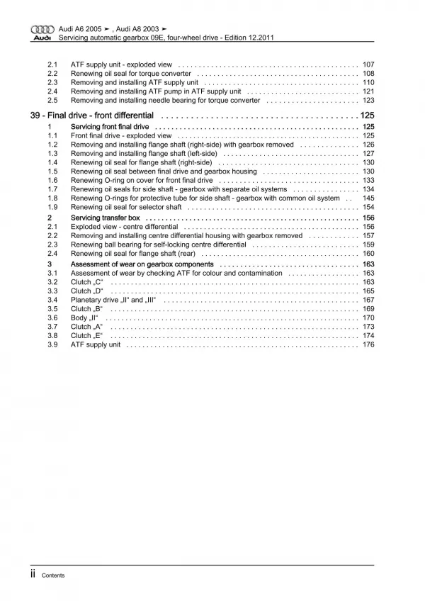 Audi A6 4F 2004-2011 servicing 6 speed automatic gearbox 09E repair manual eBook