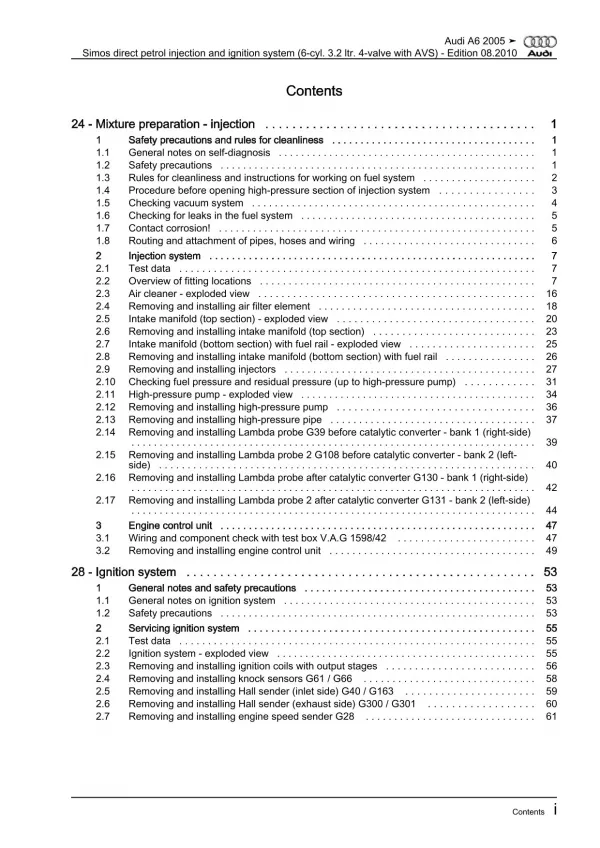 Audi A6 4F 2004-2011 simos injection ignition system 265 hp repair manual eBook