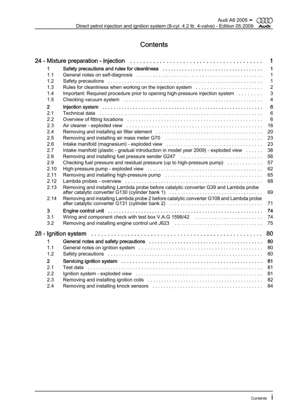 Audi A6 4F 2004-2011 direct injection ignition system 349 hp repair manual eBook